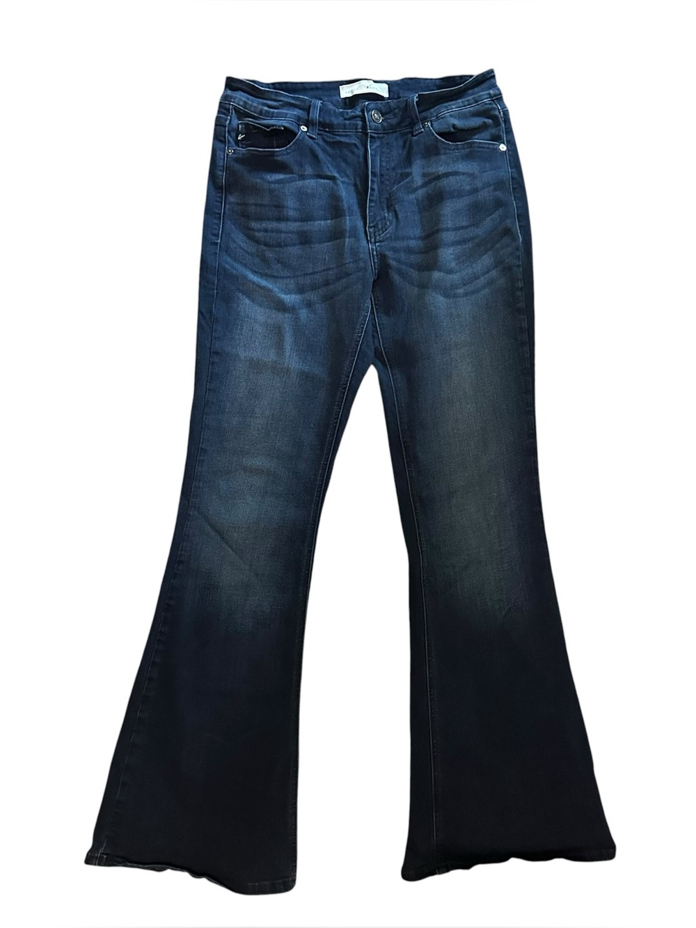 KanCan Petite Women's Mid Rise Flare Jeans in a Dark Wash KC6102D Sz 11/29